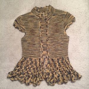 Free People crochet short sleeve sweater